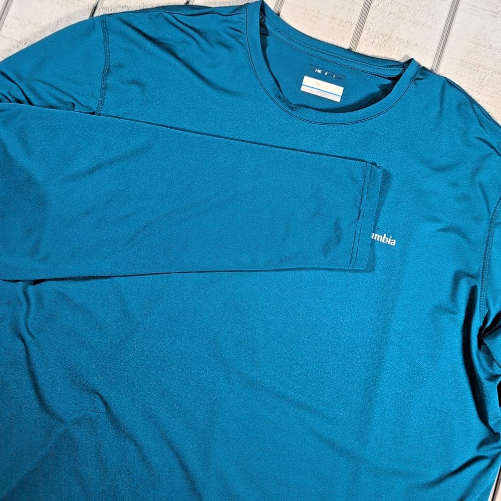 Columbia PFG Shirt Men's Size XL Turquoise Long Sleeve Omni-Wick